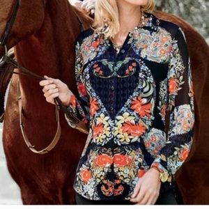 Cabi Amour floral sheer button down top size Small
Style #3072